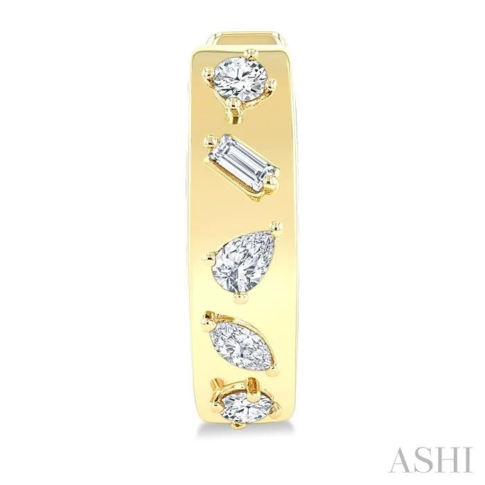 Mixed Shape Diamond Fashion Hoop Earrings