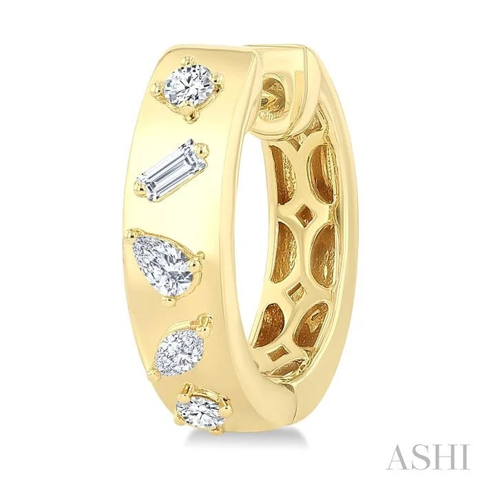 Mixed Shape Diamond Fashion Hoop Earrings