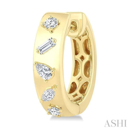 Mixed Shape Diamond Fashion Hoop Earrings