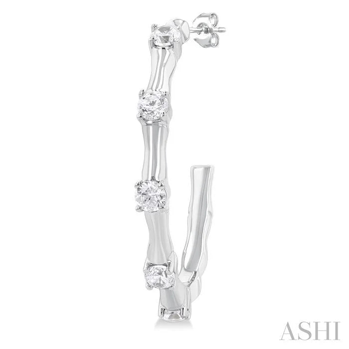 Diamond Fashion Bamboo Half Hoop Earrings