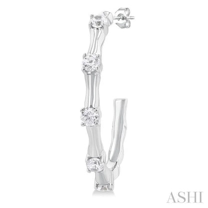 Diamond Fashion Bamboo Half Hoop Earrings