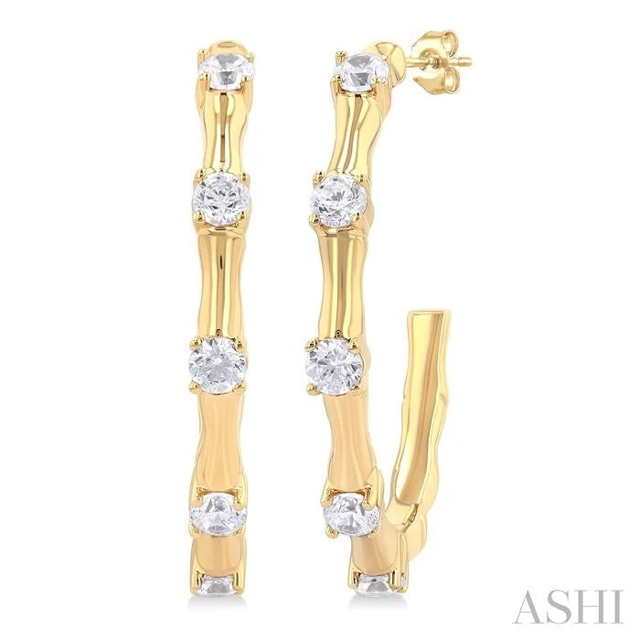 Diamond Fashion Bamboo Half Hoop Earrings