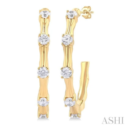 Diamond Fashion Bamboo Half Hoop Earrings