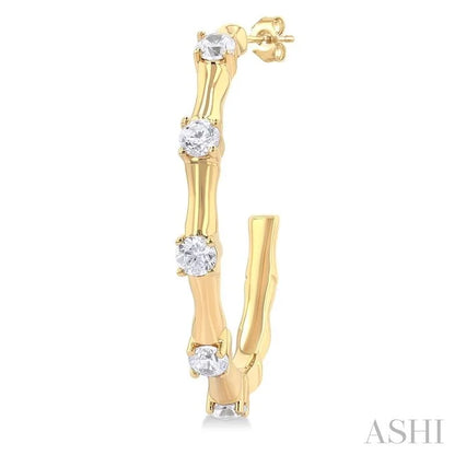 Diamond Fashion Bamboo Half Hoop Earrings