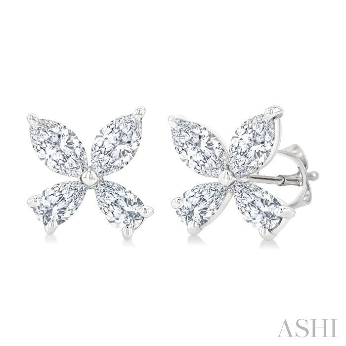 Floral Diamond Stud Earrings