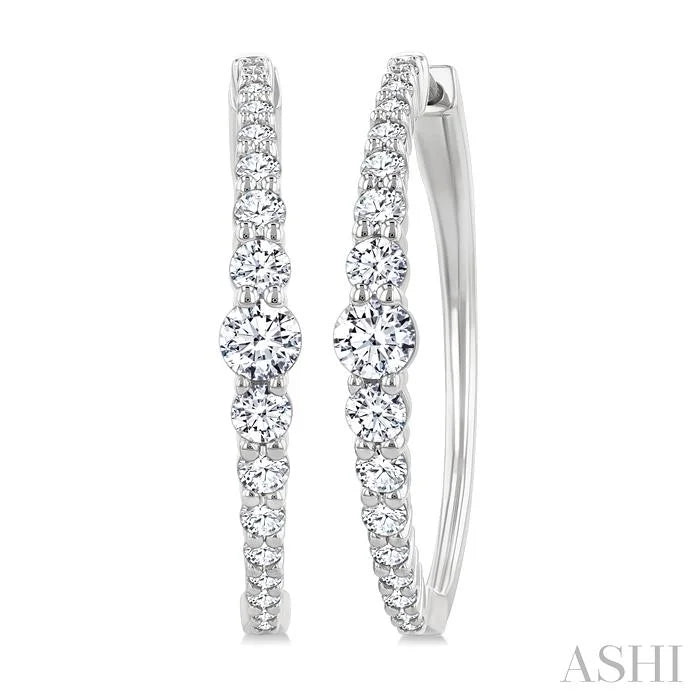Graduated Riviera Diamond Hoop Earrings
