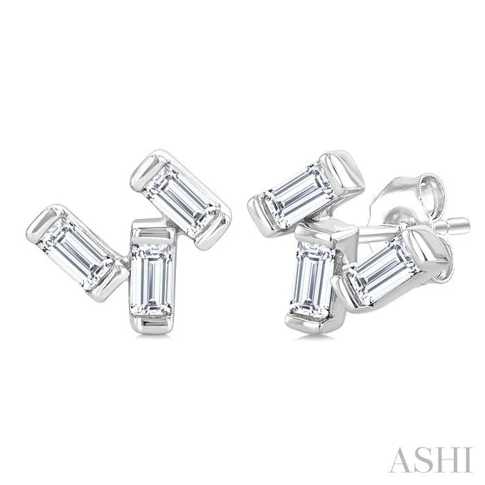 Scatter Baguette Petite Diamond Fashion Earrings