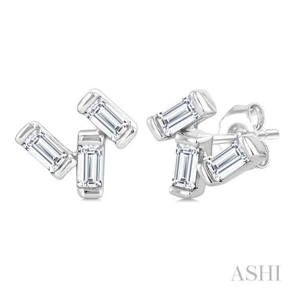 Scatter Baguette Petite Diamond Fashion Earrings