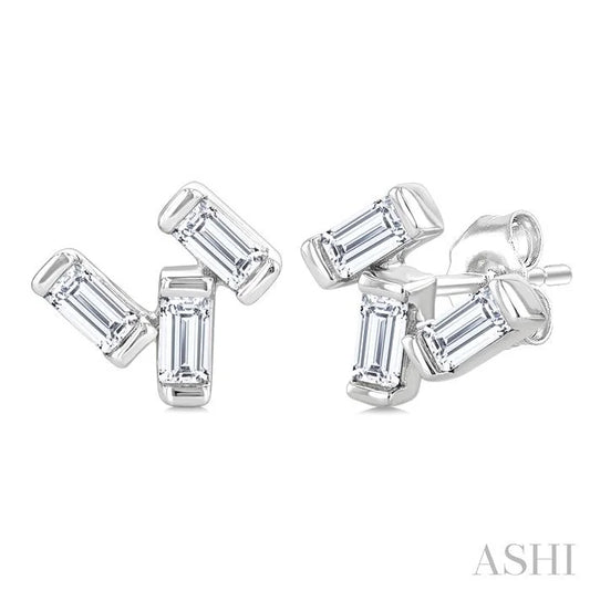 Scatter Baguette Petite Diamond Fashion Earrings