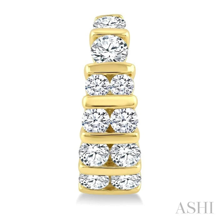 Channel Set Diamond Hoop Earrings
