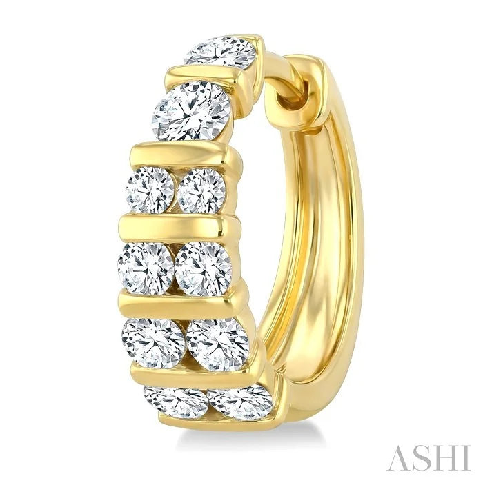 Channel Set Diamond Hoop Earrings