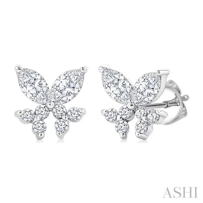 Twin Fish Diamond Stud Earrings