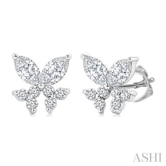 Twin Fish Diamond Stud Earrings