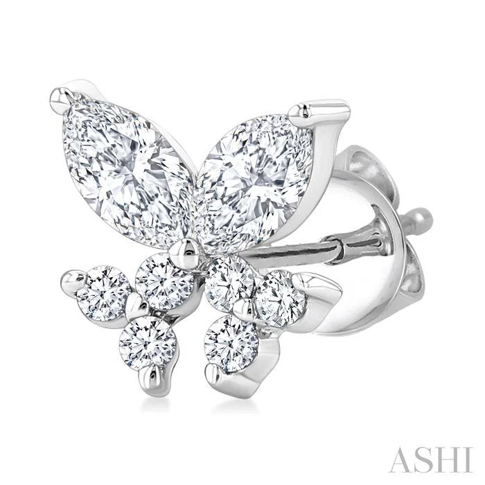 Twin Fish Diamond Stud Earrings