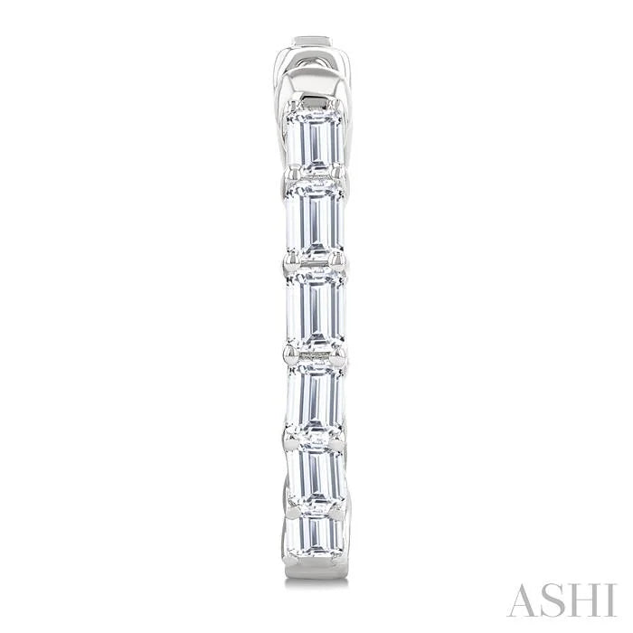 Emerald Shape Inside-Out Diamond Fashion Hoop Earrings