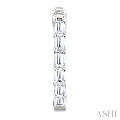 Emerald Shape Inside-Out Diamond Fashion Hoop Earrings