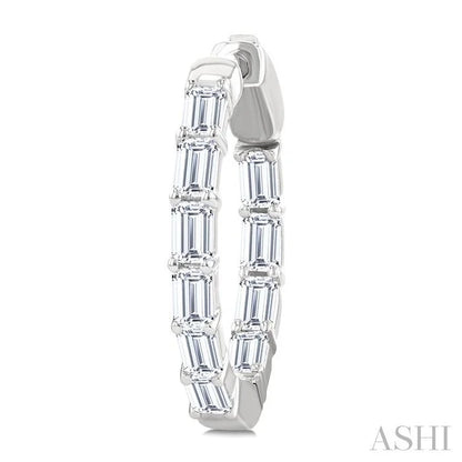 Emerald Shape Inside-Out Diamond Fashion Hoop Earrings