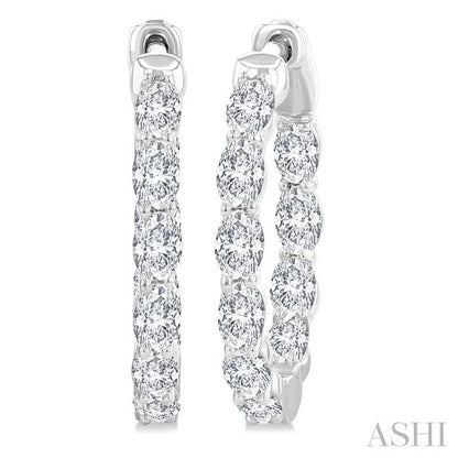 Oval Shape Inside-Out Diamond Fashion Hoop Earrings