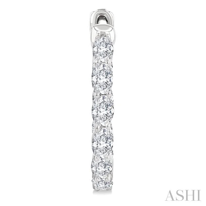 Oval Shape Inside-Out Diamond Fashion Hoop Earrings