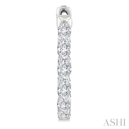 Oval Shape Inside-Out Diamond Fashion Hoop Earrings
