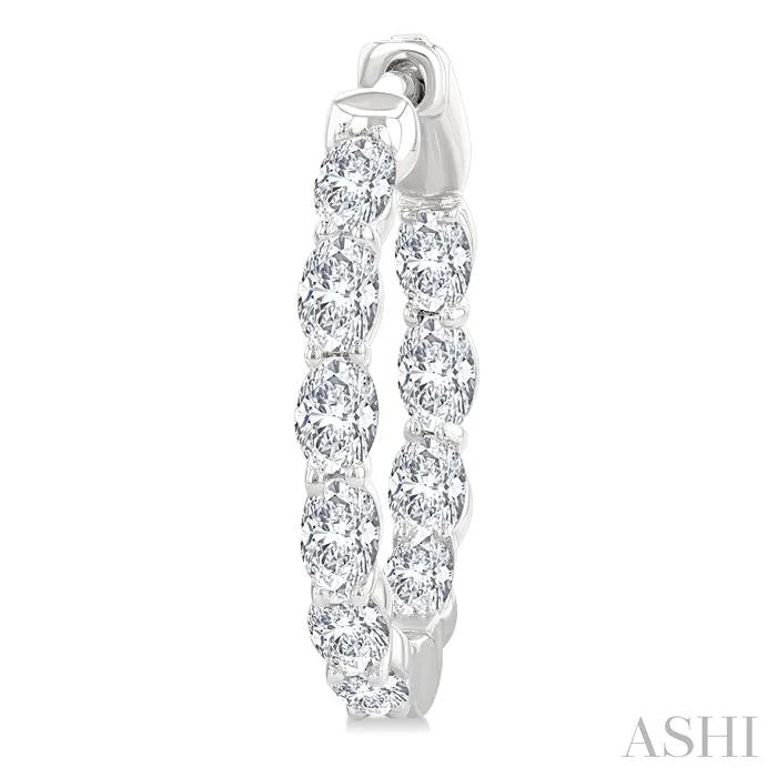 Oval Shape Inside-Out Diamond Fashion Hoop Earrings