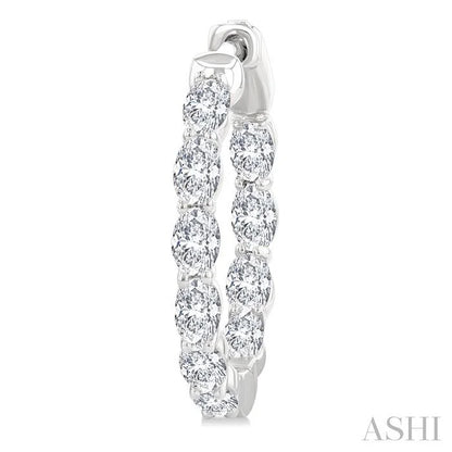 Oval Shape Inside-Out Diamond Fashion Hoop Earrings
