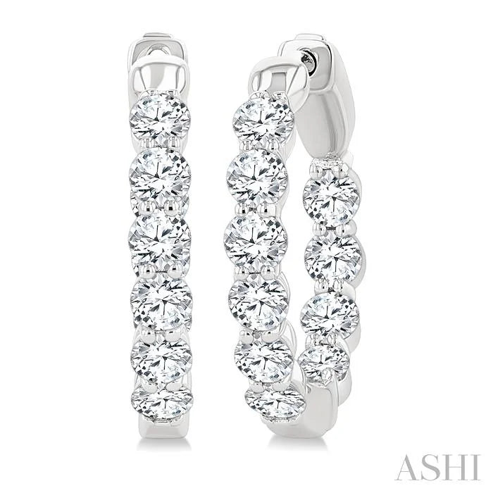 Round Shape Inside-Out Diamond Fashion Hoop Earrings