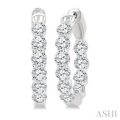 Round Shape Inside-Out Diamond Fashion Hoop Earrings