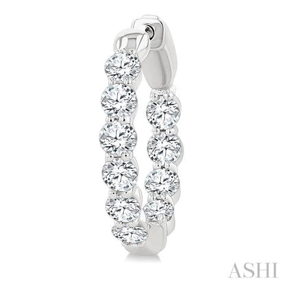 Round Shape Inside-Out Diamond Fashion Hoop Earrings