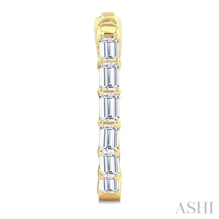Emerald Shape Inside-Out Diamond Fashion Hoop Earrings