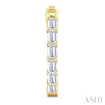 Emerald Shape Inside-Out Diamond Fashion Hoop Earrings