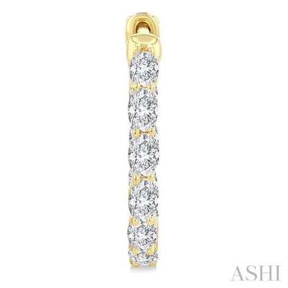 Oval Shape Inside-Out Diamond Fashion Hoop Earrings