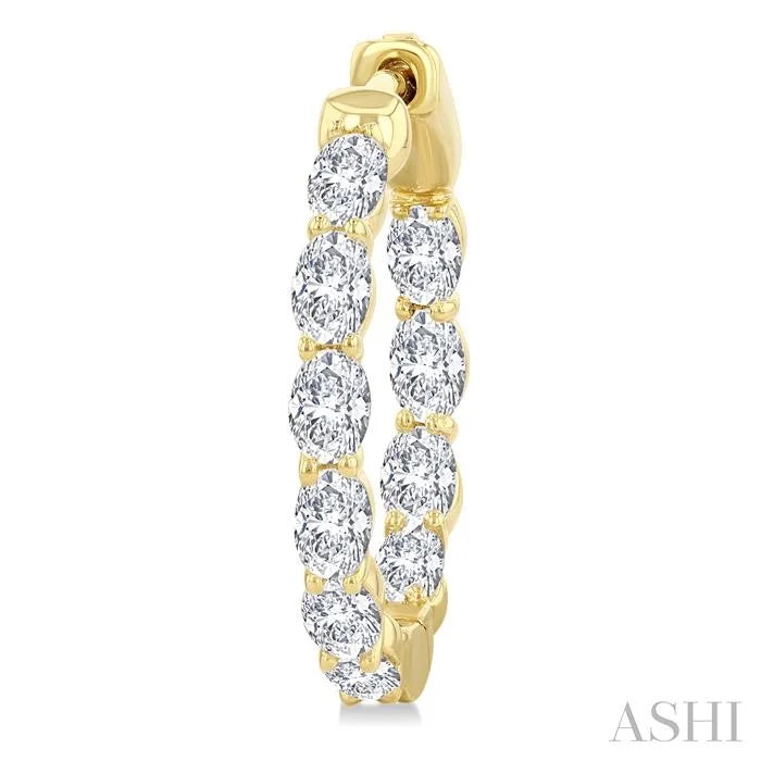 Oval Shape Inside-Out Diamond Fashion Hoop Earrings