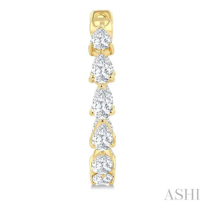 Pear Shape Inside-Out Diamond Fashion Hoop Earrings