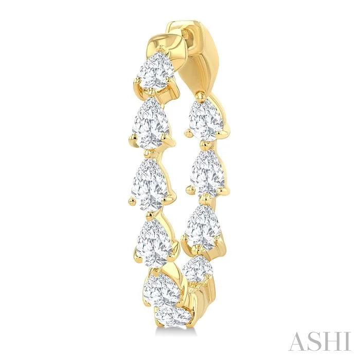Pear Shape Inside-Out Diamond Fashion Hoop Earrings