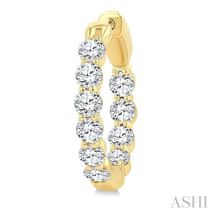 Round Shape Inside-Out Diamond Fashion Hoop Earrings