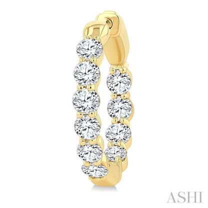 Round Shape Inside-Out Diamond Fashion Hoop Earrings