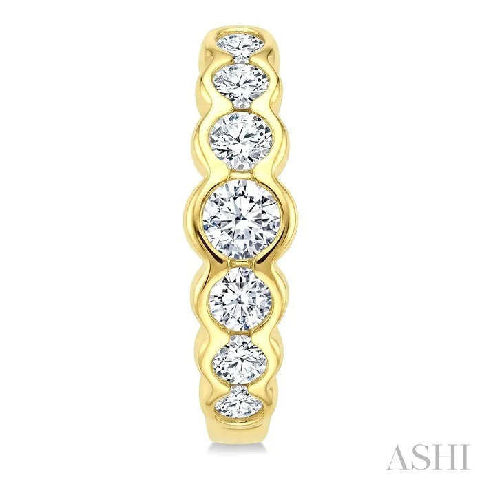 Graduated Bezel Set Diamond Fashion Hoop Earrings