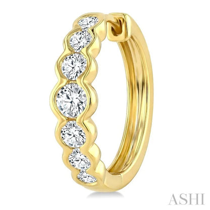 Graduated Bezel Set Diamond Fashion Hoop Earrings