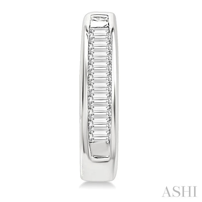 Channel Set Baguette Diamond Huggie Earrings
