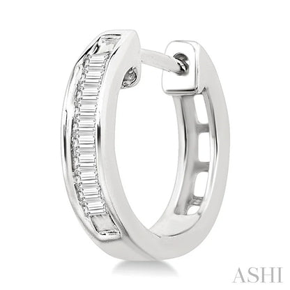 Channel Set Baguette Diamond Huggie Earrings