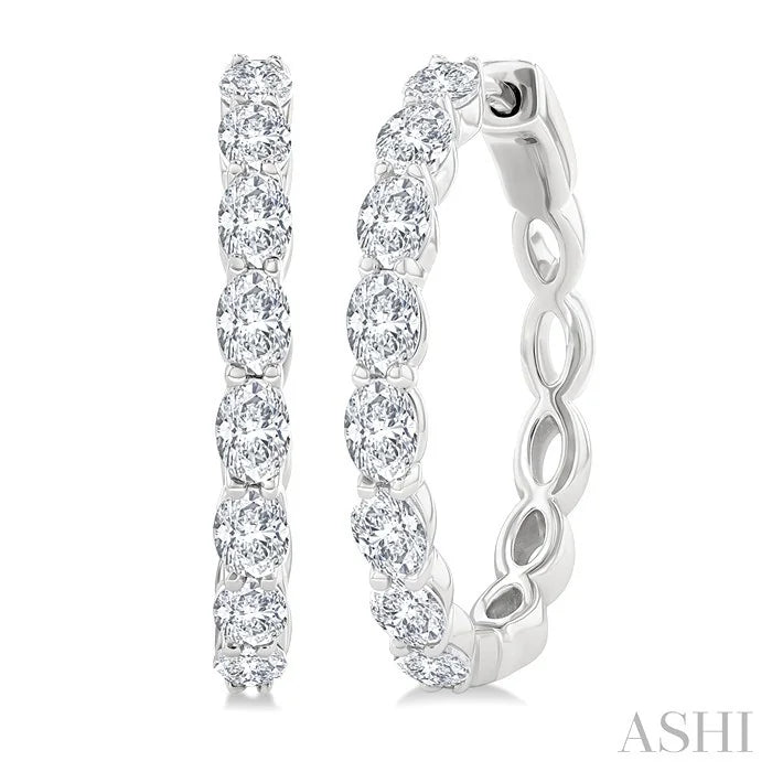 Oval Shape Diamond Fashion Hoop Earrings