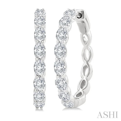 Oval Shape Diamond Fashion Hoop Earrings