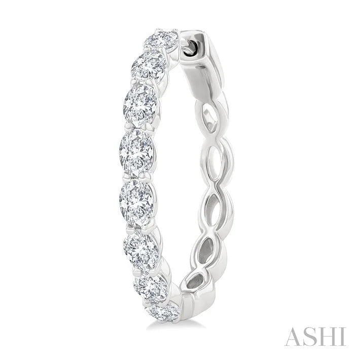 Oval Shape Diamond Fashion Hoop Earrings