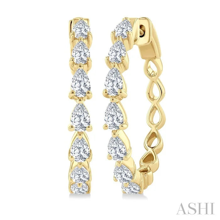 Pear Shape North-South Diamond Fashion Hoop Earrings
