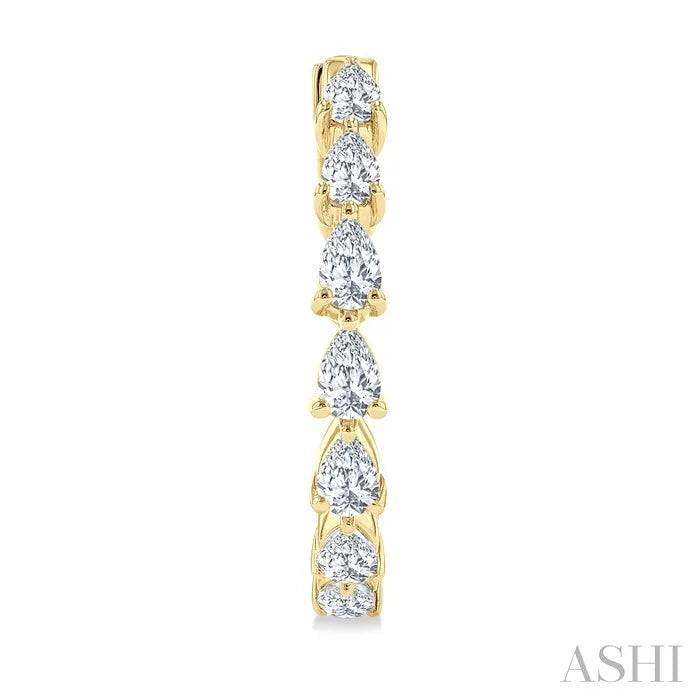 Pear Shape North-South Diamond Fashion Hoop Earrings
