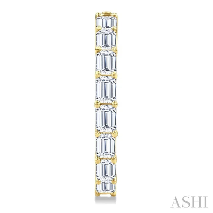 Emerald Shape North-South Diamond Fashion Hoop Earrings
