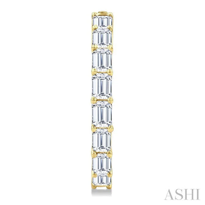 Emerald Shape North-South Diamond Fashion Hoop Earrings