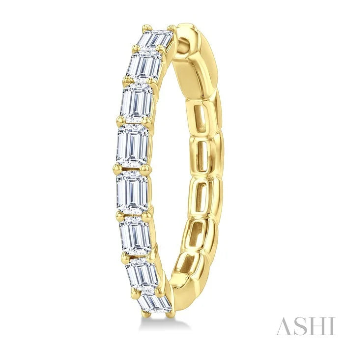 Emerald Shape North-South Diamond Fashion Hoop Earrings