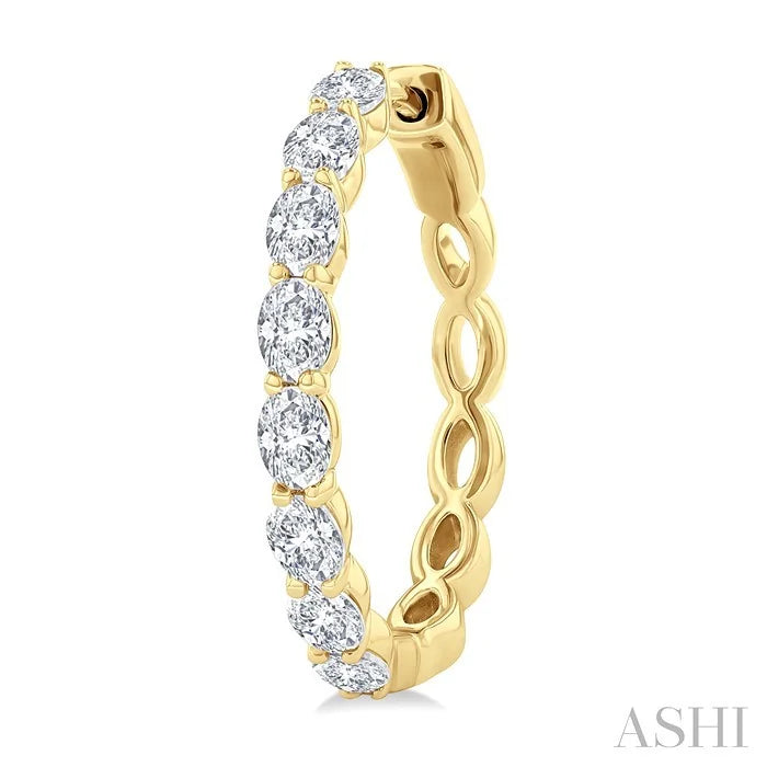 Oval Shape Diamond Fashion Hoop Earrings